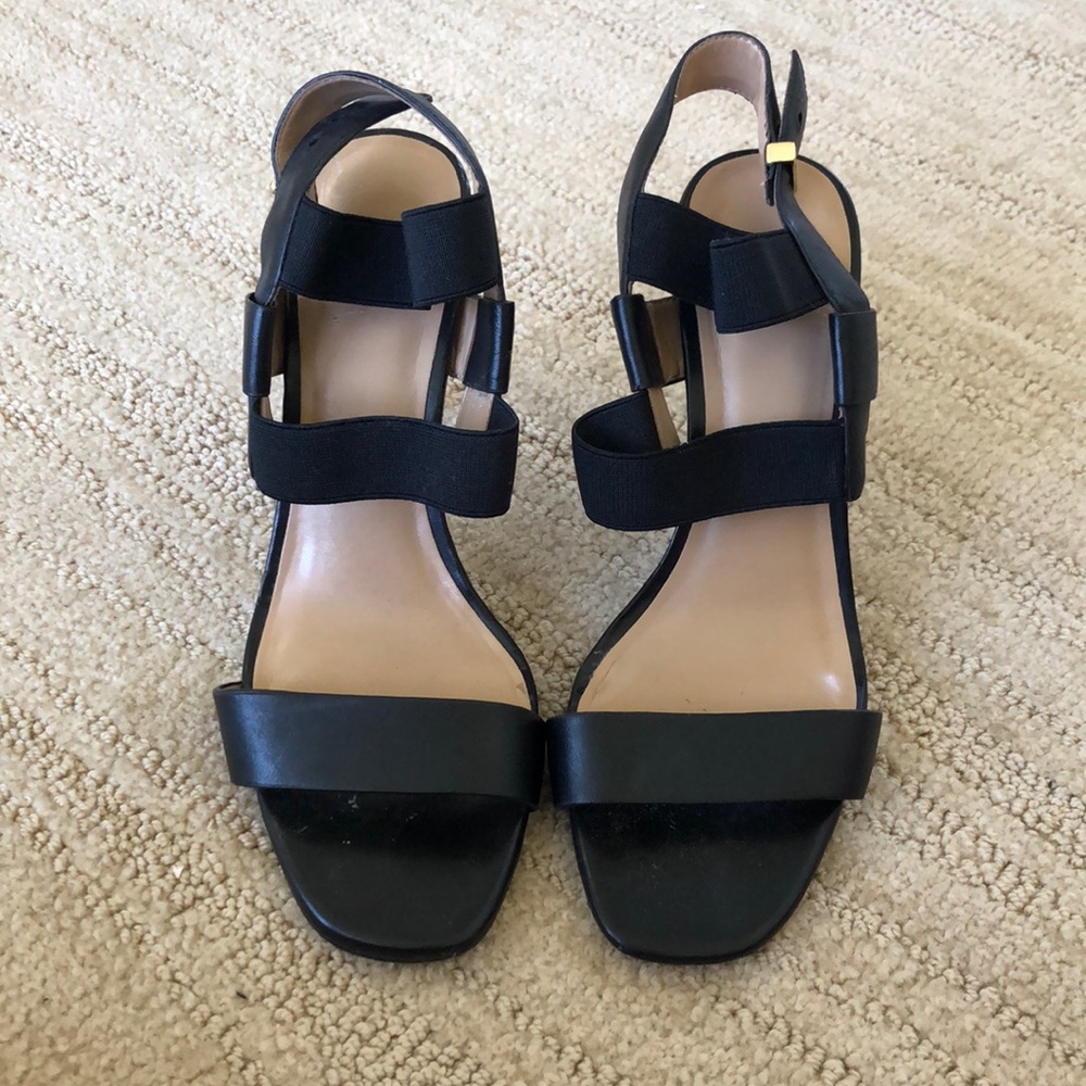 Ann Taylor Amelia Leather Black Strappy Heels